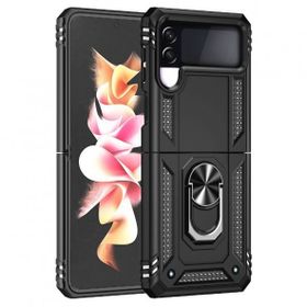 Teleplus Samsung Galaxy Z Flip 4 Vega Yüzüklü Çift Katmanlı Tank Lacivert Kılıf