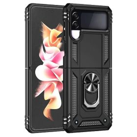 Teleplus Samsung Galaxy Z Flip 4 Vega Yüzüklü Çift Katmanlı Tank Lacivert Kılıf