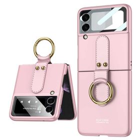 Teleplus Samsung Galaxy Z Flip3 5g Sert Flip Halka Tutmalı Kıpta Kapak Pembe Kılıf