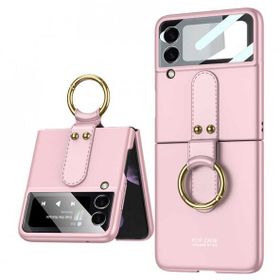 Teleplus Samsung Galaxy Z Flip3 5g Sert Flip Halka Tutmalı Kıpta Kapak Pembe Kılıf