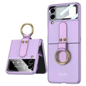 Teleplus Samsung Galaxy Z Flip3 5g Sert Glitter Flip Halka Tutmalı Kıpta Kapak Mor Kılıf