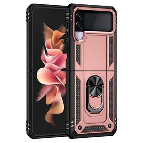 Teleplus Samsung Galaxy Z Flip3 5G Vega Yüzüklü Tank Silikon Rose Gold Kılıf