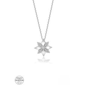 Teleplus Swarovski Zirconia Taşlı Çiçek 925 Ayar Gümüş Kolye