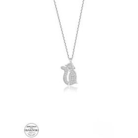 Teleplus Swarovski Zirconia Taşlı Kedi 925 Ayar Gümüş Kolye