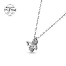 Teleplus Swarovski Zirconia Taşlı Kelebek 925 Ayar Gümüş Kolye