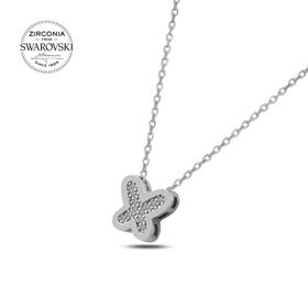 Teleplus Swarovski Zirconia Taşlı Kelebek 925 Ayar Gümüş Kolye