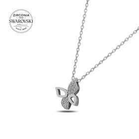 Teleplus Swarovski Zirconia Taşlı Kelebek 925 Ayar Gümüş Kolye