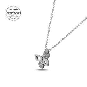 Teleplus Swarovski Zirconia Taşlı Kelebek 925 Ayar Gümüş Kolye