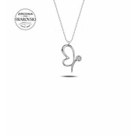 Teleplus Swarovski Zirconia Taşlı Kelebek 925 Ayar Gümüş Kolye