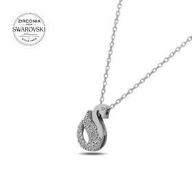 Teleplus Swarovski Zirconia Taşlı Kuğu 925 Ayar Gümüş Kolye