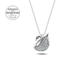 Teleplus Swarovski Zirconia Taşlı Kuğu 925 Ayar Gümüş Kolye