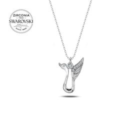 Teleplus Swarovski Zirconia Taşlı Kuğu 925 Ayar Gümüş Kolye