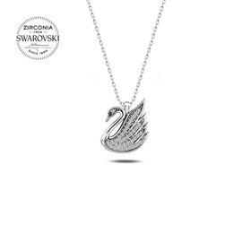 Teleplus Swarovski Zirconia Taşlı Kuğu 925 Ayar Gümüş Kolye