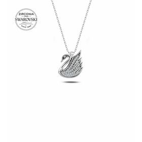 Teleplus Swarovski Zirconia Taşlı Kuğu 925 Ayar Gümüş Kolye