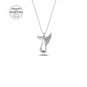 Teleplus Swarovski Zirconia Taşlı Kuğu 925 Ayar Gümüş Kolye