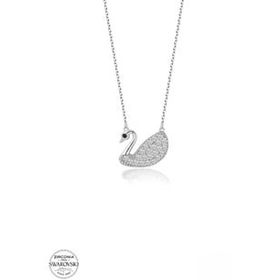 Teleplus Swarovski Zirconia Taşlı Kuğu 925 Ayar Gümüş Kolye
