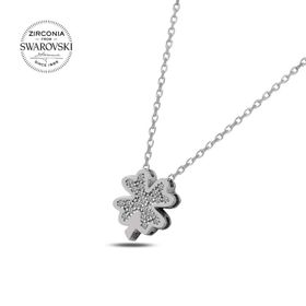 Teleplus Swarovski Zirconia Taşlı Yonca 925 Ayar Gümüş Kolye