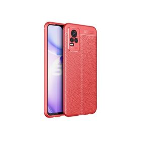 Teleplus Vivo V21E Kamera Korumalı Deri Dokulu Silikon Lacivert Kılıf