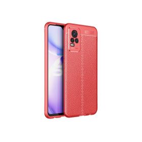 Teleplus Vivo V21E Kamera Korumalı Deri Dokulu Silikon Lacivert Kılıf
