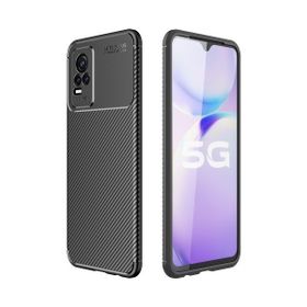 Teleplus Vivo V21E Kamera Korumalı Negro Karbon Silikon Siyah Kılıf