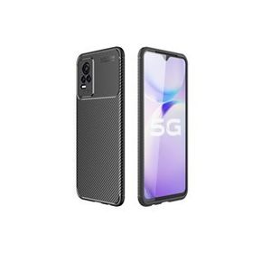 Teleplus Vivo V21E Kamera Korumalı Negro Karbon Silikon Siyah Kılıf