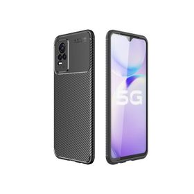 Teleplus Vivo V21E Kamera Korumalı Negro Karbon Silikon Siyah Kılıf
