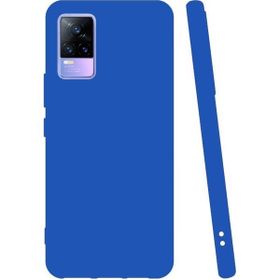 Teleplus Vivo V21E Kılıf Biye Mat Silikon Mavi Kılıf