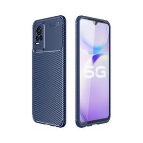 Teleplus Vivo V21E Kılıf Kamera Korumalı Negro Karbon Silikon Lacivert Nano Ekran Koruyucu