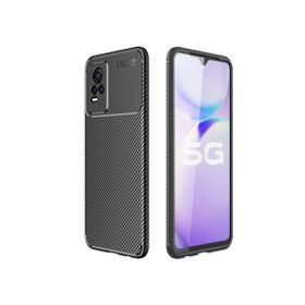 Teleplus Vivo V21E Kılıf Kamera Korumalı Negro Karbon Silikon Lacivert Nano Ekran Koruyucu