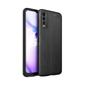 Teleplus Vivo Y11s Kamera Korumalı Deri Dokulu Niss Silikon Kırmızı Kılıf