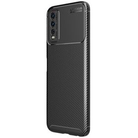 Teleplus Vivo Y11S Kamera Korumalı Karbon Dokulu Negro Silikon Kahverengi Kılıf