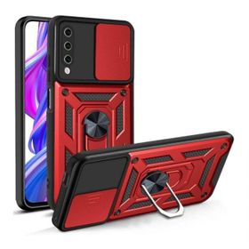 Teleplus Vivo Y11S Kamera Korumalı Yüzüklü Tank Pars Silikon Kırmızı Kılıf