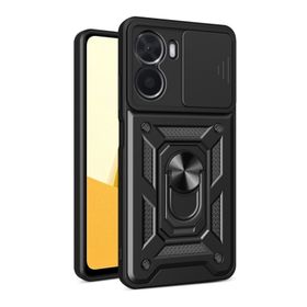 Teleplus Vivo Y16 Kamera Korumalı Yüzüklü Tank Pars Silikon Kırmızı Kılıf