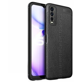 Teleplus Vivo Y20 Kamera Korumalı Deri Dokulu Niss Silikon + Nano Ekran Koruyucu Kırmızı Kılıf