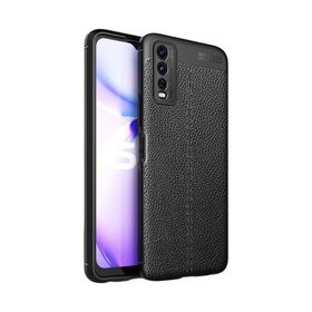 Teleplus Vivo Y20 Kamera Korumalı Deri Dokulu Niss Silikon + Nano Ekran Koruyucu Kırmızı Kılıf