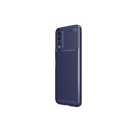 Teleplus Vivo Y20 Kamera Korumalı Karbon Dokulu Negro Silikon Siyah + Nano Ekran Koruyucu Kılıf