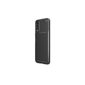 Teleplus Vivo Y20 Kamera Korumalı Karbon Dokulu Negro Silikon Siyah + Nano Ekran Koruyucu Kılıf