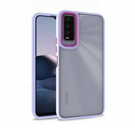 Teleplus Vivo Y20 Renkli Bumper Hybrid Flora Silikon Mor Kılıf