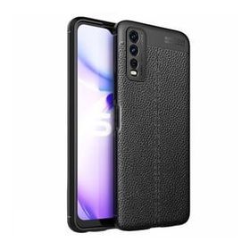 Teleplus Vivo Y20s Kamera Korumalı Deri Dokulu Niss Siyah Nano Ekran Koruyucu ve Silikon Kılıf