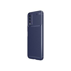 Teleplus Vivo Y20s Kamera Korumalı Karbon Dokulu Negro Silikon Lacivert Kılıf