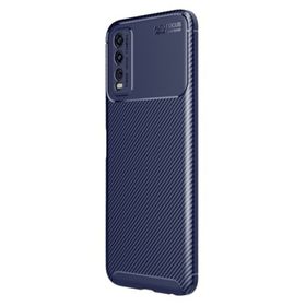 Teleplus Vivo Y20s Kamera Korumalı Karbon Dokulu Negro Silikon Lacivert Kılıf