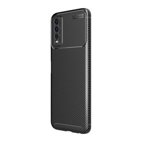 Teleplus Vivo Y20s Kamera Korumalı Karbon Dokulu Negro Silikon Lacivert Kılıf