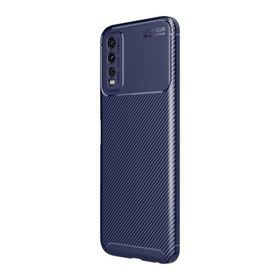 Teleplus Vivo Y20s Kamera Korumalı Karbon Dokulu Negro Silikon Lacivert Kılıf