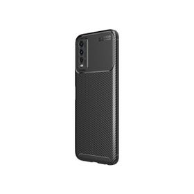 Teleplus Vivo Y20s Kamera Korumalı Karbon Dokulu Negro Silikon Siyah Nano Ekran Koruyucu Kılıf