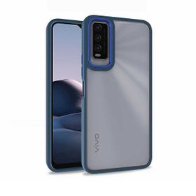 Teleplus Vivo Y20S Renkli Bumper Hybrid Flora Silikon Lacivert Kılıf