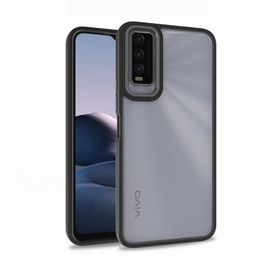 Teleplus Vivo Y20S Renkli Bumper Hybrid Flora Silikon Lacivert Kılıf