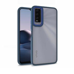 Teleplus Vivo Y20S Renkli Bumper Hybrid Flora Silikon Lacivert Kılıf