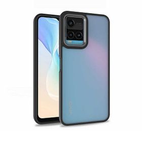 Teleplus Vivo Y21S Renkli Bumper Hybrid Flora Silikon Siyah Kılıf