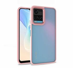 Teleplus Vivo Y21S Renkli Bumper Hybrid Flora Silikon Siyah Kılıf
