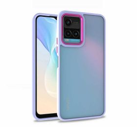 Teleplus Vivo Y21S Renkli Bumper Hybrid Flora Silikon Siyah Kılıf